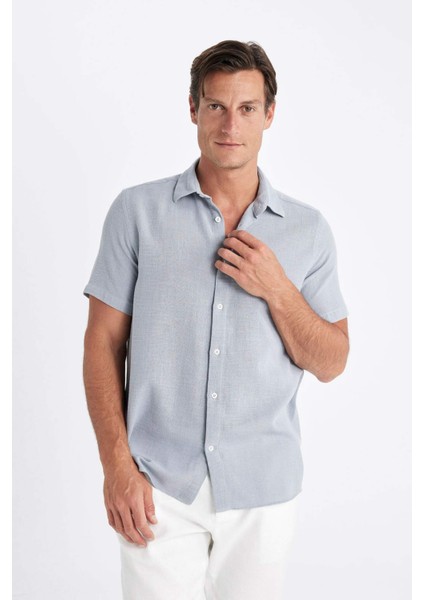 Regular Fit Yazlık Polo Yaka Pamuklu Kısa Kollu Gömlek D2924AX24SM