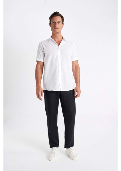 Regular Fit Yazlık Polo Yaka Pamuklu Basic Düz Kısa Kollu Gömlek D1057AX24SM