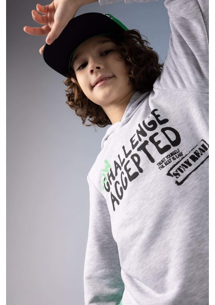 Erkek Çocuk Kapüşonlu Baskılı Sweatshirt Z4593A623SP
