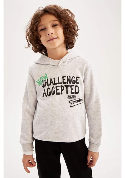 Erkek Çocuk Kapüşonlu Baskılı Sweatshirt Z4593A623SP