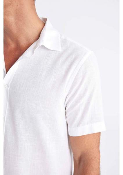 Regular Fit Yazlık Polo Yaka Pamuklu Basic Düz Kısa Kollu Gömlek D1057AX24SM