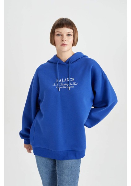 Oversize Fit Kapüşonlu Kalın Sweatshirt B4062AX23AU