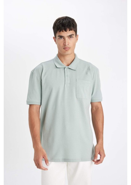 New Regular Fit Kısa Kollu Pike Basic Düz Polo Tişört D4610AX24SM