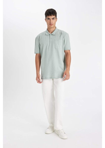 New Regular Fit Kısa Kollu Pike Basic Düz Polo Tişört D4610AX24SM