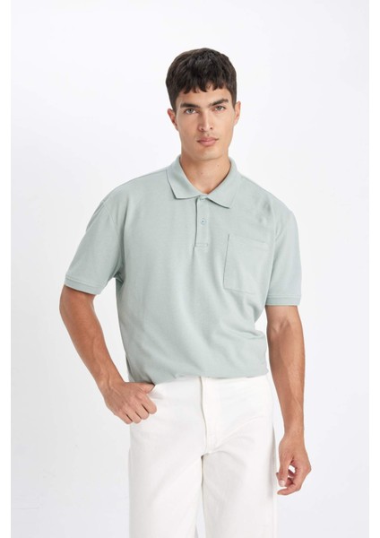 New Regular Fit Kısa Kollu Pike Basic Düz Polo Tişört D4610AX24SM