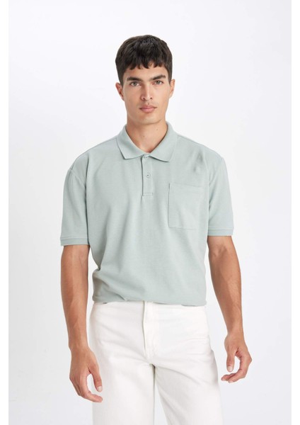 New Regular Fit Kısa Kollu Pike Basic Düz Polo Tişört D4610AX24SM