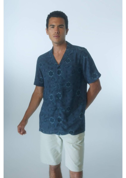 Regular Fit Desenli Viskon Kısa Kollu Gömlek Z5535AZ23SM