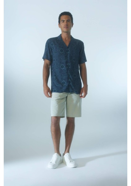 Regular Fit Desenli Viskon Kısa Kollu Gömlek Z5535AZ23SM fiyatları