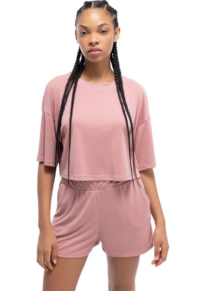 Fit Crop Bisiklet Yaka Sporcu Modal Kısa Kollu Tişört D2978AX24HS