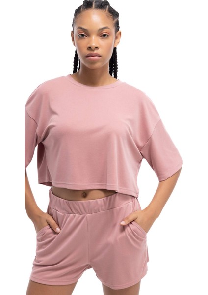 Fit Crop Bisiklet Yaka Sporcu Modal Kısa Kollu Tişört D2978AX24HS modelleri
