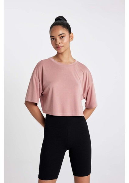 Fit Crop Bisiklet Yaka Sporcu Modal Kısa Kollu Tişört D2978AX24HS fırsatları