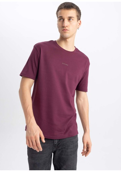 Regular Fit Bisiklet Yaka Baskılı Kısa Kollu Ağır Kumaş Tişört B4291AX24SP fırsatları