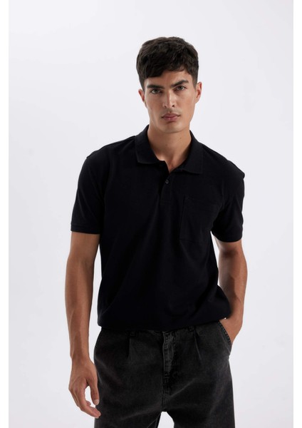 New Regular Fit Kısa Kollu Pike Basic Düz Polo Tişört D4610AX24SM