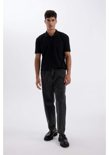 New Regular Fit Kısa Kollu Pike Basic Düz Polo Tişört D4610AX24SM