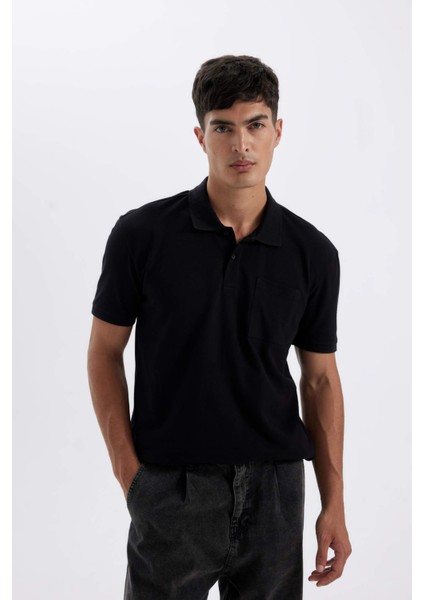 New Regular Fit Kısa Kollu Pike Basic Düz Polo Tişört D4610AX24SM