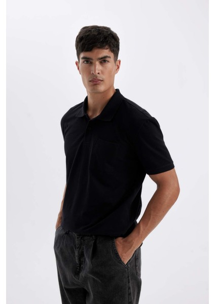 New Regular Fit Kısa Kollu Pike Basic Düz Polo Tişört D4610AX24SM