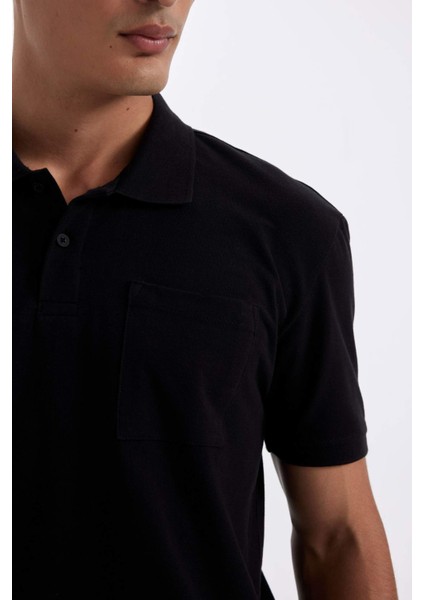 New Regular Fit Kısa Kollu Pike Basic Düz Polo Tişört D4610AX24SM