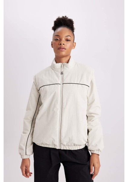 Su İtici Mont Rüzgar Geçirmez Dik Yaka Çıkarılabilir Kol Detaylı Cepli Astarlı B2419AX24SP