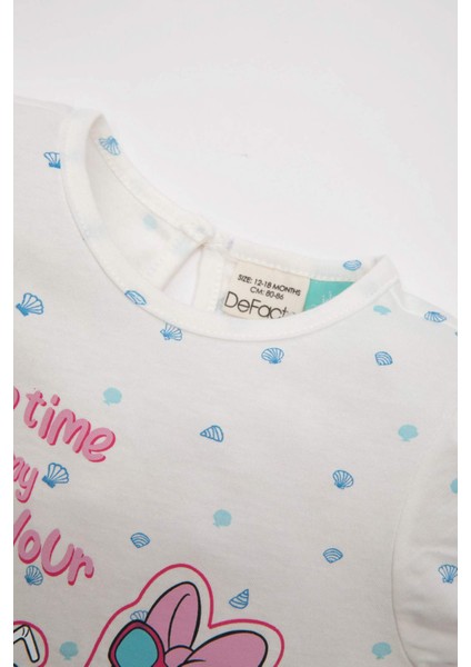 Kız Bebek Pijama Takım Daisy Duck Penye Kısa Kollu Üst Beli Lastikli Şort Alt C5070A524HS