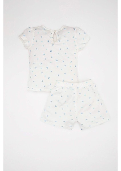 Kız Bebek Pijama Takım Daisy Duck Penye Kısa Kollu Üst Beli Lastikli Şort Alt C5070A524HS