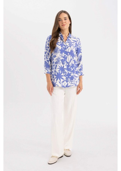 Loose Fit Desenli Uzun Kollu Gömlek U3684AZ24SM