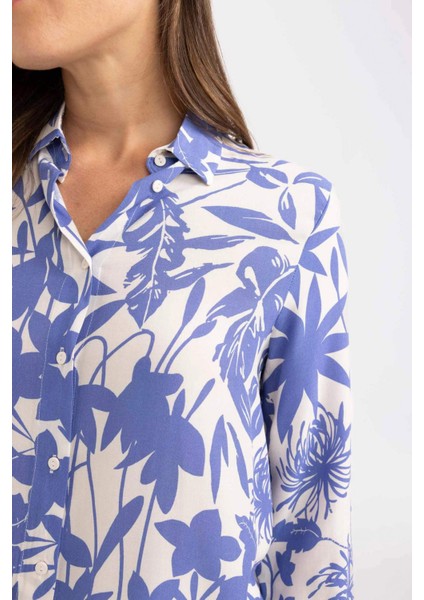Loose Fit Desenli Uzun Kollu Gömlek U3684AZ24SM