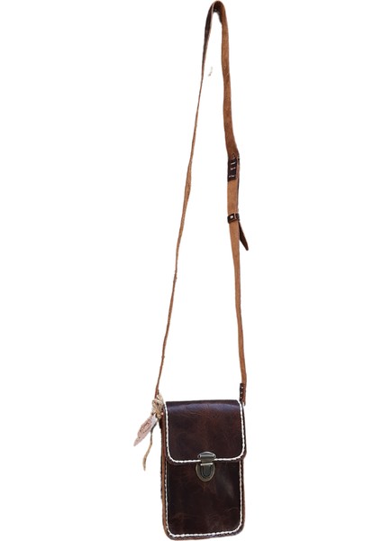 Dionysos SS12 Model El Yapımı Unisex Vintage El Dikişi Crazy Deri Küçük Boy Çanta Telefon Çantası fiyatları