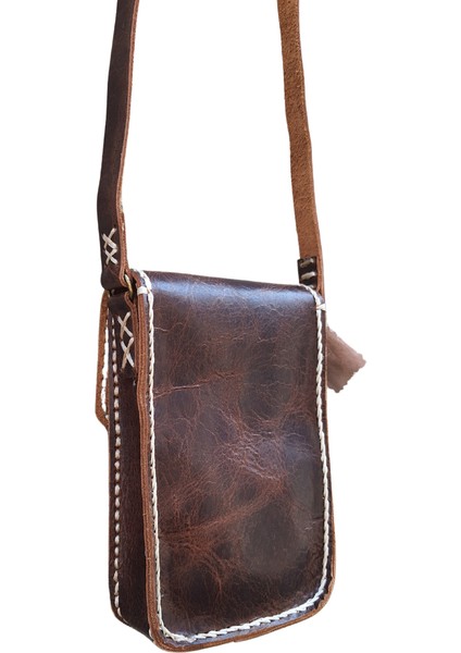 Dionysos SS12 Model El Yapımı Unisex Vintage El Dikişi Crazy Deri Küçük Boy Çanta Telefon Çantası fırsatları