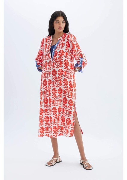 Regular Fit Desenli Plaj Elbisesi-Fall in Love D0452AX24SM