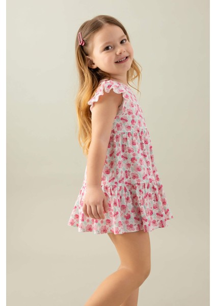 Kız Bebek Çiçekli Kısa Kollu Elbise C5207A524SM