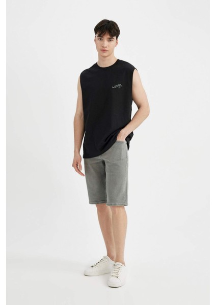 Boxy Fit Sırt Baskılı Bisiklet Yaka Atlet C5048AX24HS