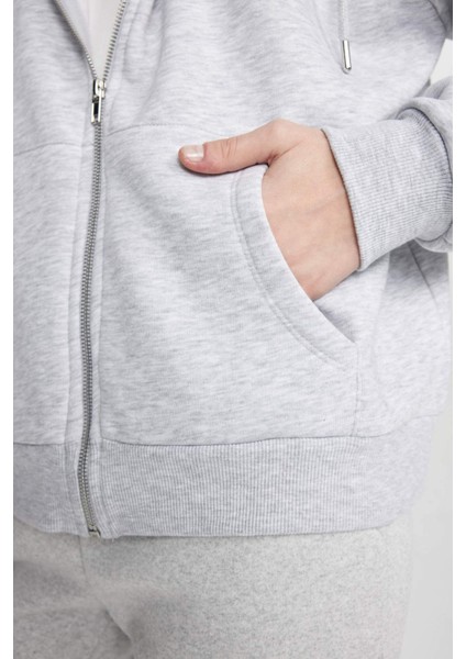 Relax Fit Kapüşonlu Fermuarlı Sweatshirt C1809AX24SP