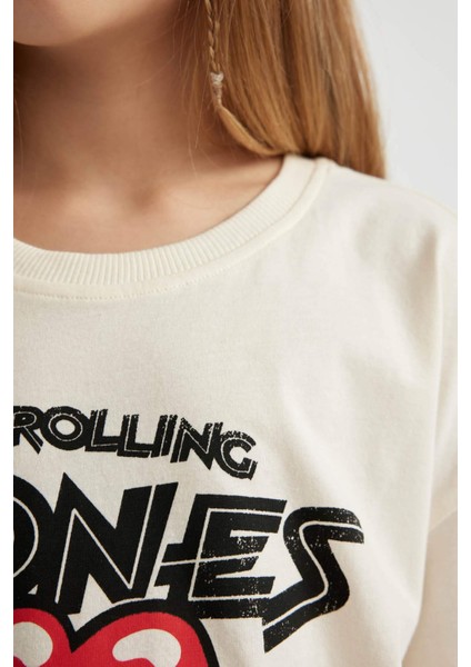 Kız Çocuk Rolling Stones Oversize Geniş Kalıp Bisiklet Yaka Kısa Kollu Tişört C1720A824SM