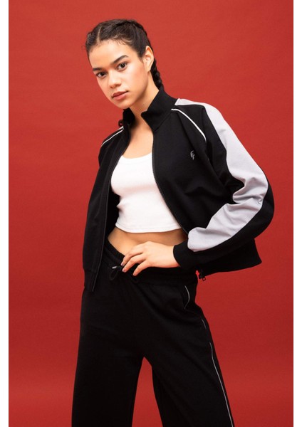 Fit Oversize Geniş Kalıp Renk Bloklu Dik Yaka Fermuarlı Sweatshirt B8977AX24SM
