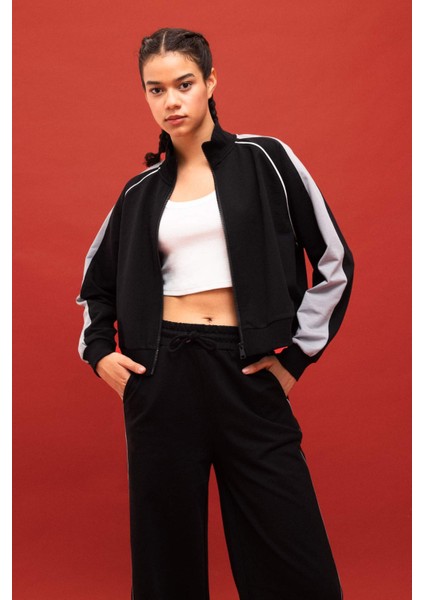 Fit Oversize Geniş Kalıp Renk Bloklu Dik Yaka Fermuarlı Sweatshirt B8977AX24SM