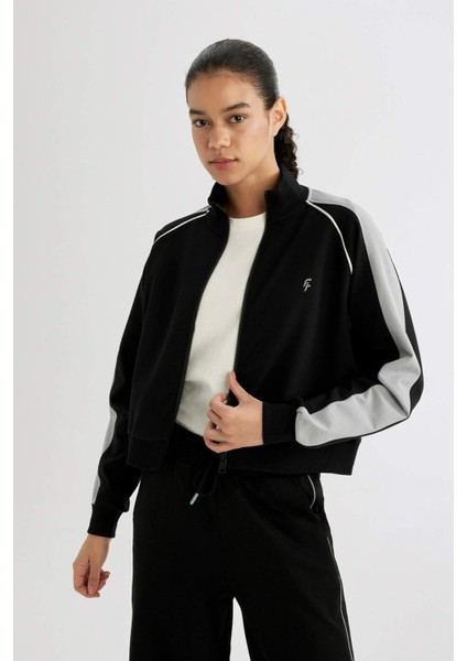 Fit Oversize Geniş Kalıp Renk Bloklu Dik Yaka Fermuarlı Sweatshirt B8977AX24SM
