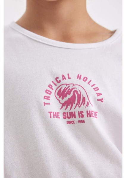Kız Çocuk Pijama Takımı Baskılı Kısa Kollu Üst Şort C8501A824SM