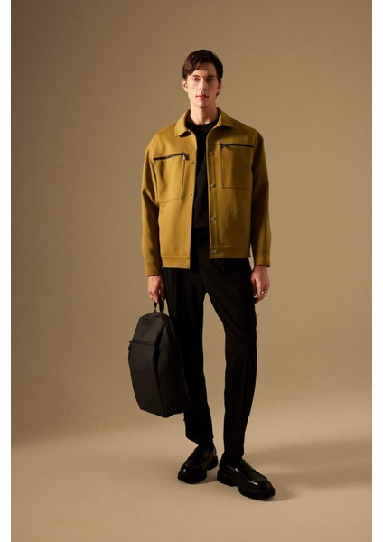 Relax Fit Polo Yaka Çıtçıt Kapamalı Fermuar Cepli Mevsimlik Ceket Mont B6711AX24SP fiyatları