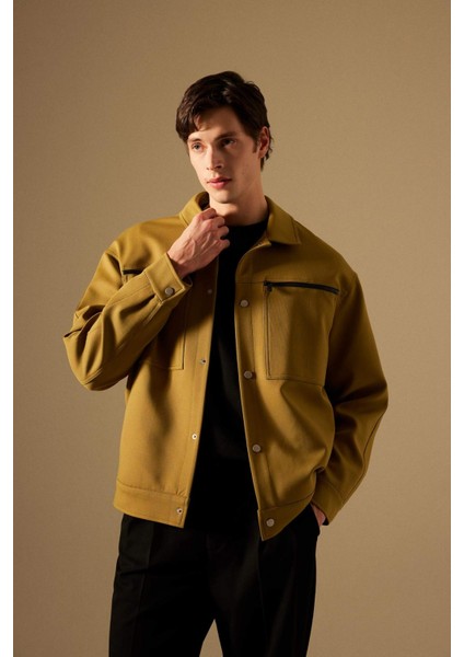 Relax Fit Polo Yaka Çıtçıt Kapamalı Fermuar Cepli Mevsimlik Ceket Mont B6711AX24SP modelleri