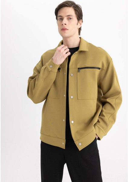 Relax Fit Polo Yaka Çıtçıt Kapamalı Fermuar Cepli Mevsimlik Ceket Mont B6711AX24SP fırsatları