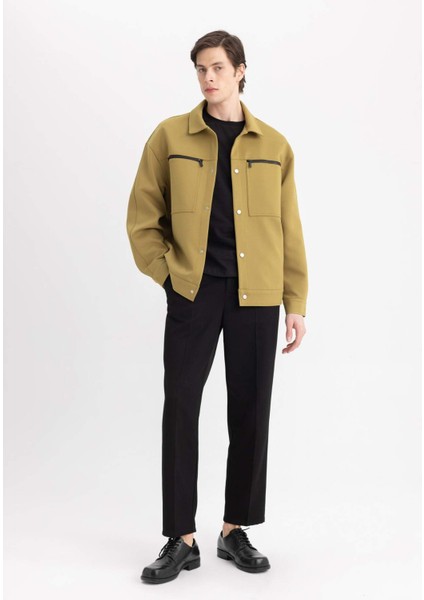 Relax Fit Polo Yaka Çıtçıt Kapamalı Fermuar Cepli Mevsimlik Ceket Mont B6711AX24SP indirimleri