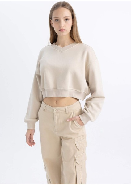 Coool Crop V Yaka Sweatshirt C4470AX24SP