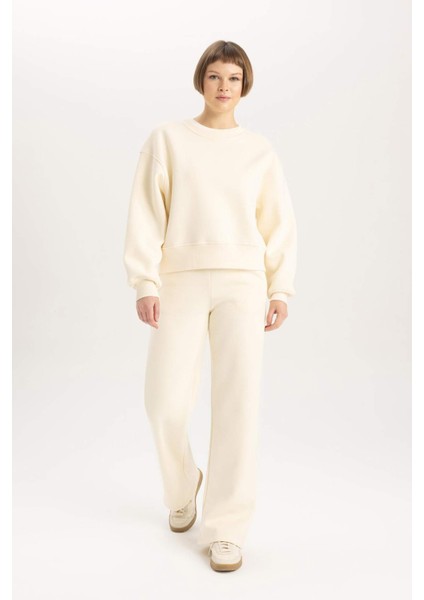 Relax Fit Bisiklet Yaka Kalın Basic Düz Sweatshirt B8568AX23WN fiyatları