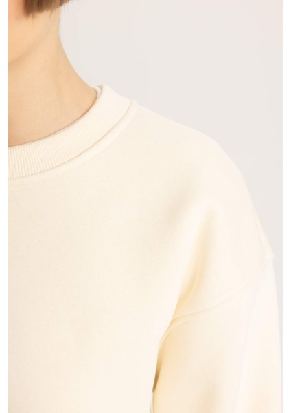 Relax Fit Bisiklet Yaka Kalın Basic Düz Sweatshirt B8568AX23WN indirimleri