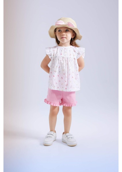 Kız Bebek 2'li Takım Çiçekli Kısa Kollu Bluz Şort C4029A524SM