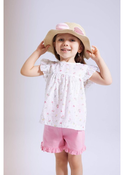 Kız Bebek 2'li Takım Çiçekli Kısa Kollu Bluz Şort C4029A524SM