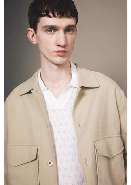 Relax Fit Polo Yaka Astarlı Düğmeli Cepli Mevsimlik Baharlık Keten Ceket Mont B6958AX24SP modelleri