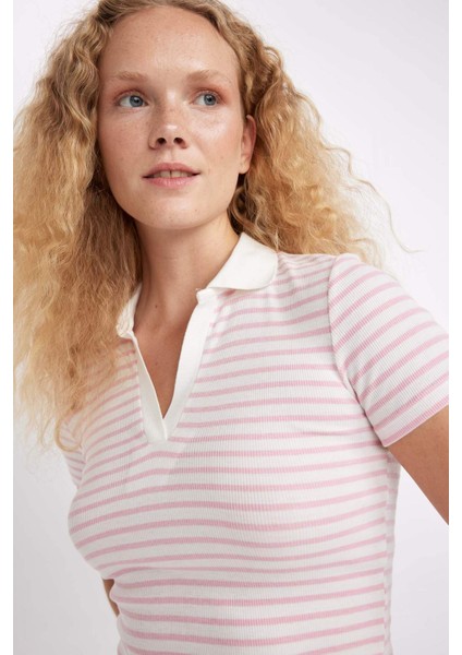 Fitted Polo Yaka Fitilli Kaşkorse Kısa Kollu Tişört A0380AX24SM fırsatları