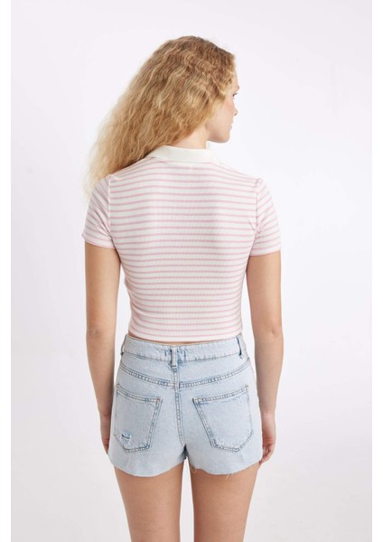 Fitted Polo Yaka Fitilli Kaşkorse Kısa Kollu Tişört A0380AX24SM indirimleri