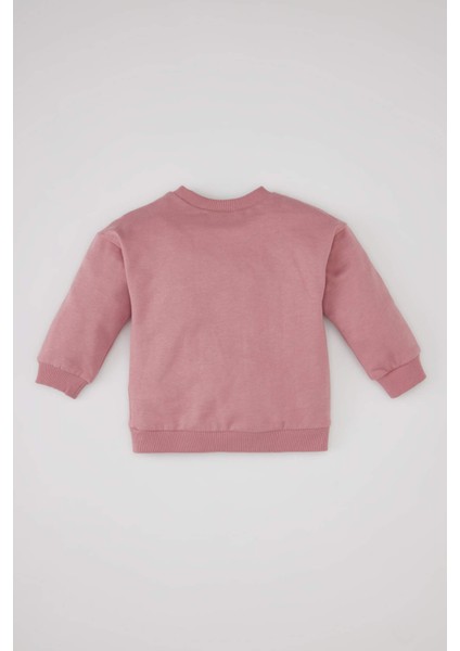 Kız Bebek Bisiklet Yaka Baskılı Sweatshirt B7534A524SP